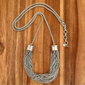 Lucky Brand | Silver Tone Multi Chain Pendant Necklace | 34” Adjustable